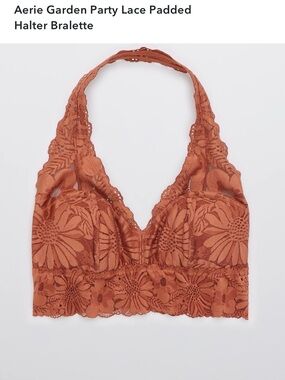 Aerie Garden Party Lace Padded Halter Bralette burnt orange size medium